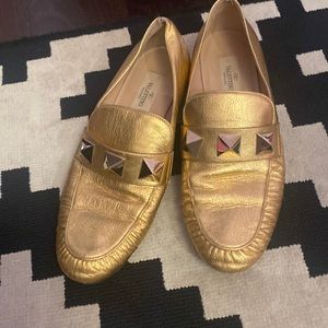 Valentino Gold Loafers